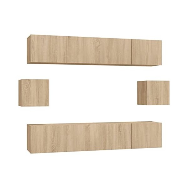 CUTSKY Meuble TV 6 pièces en chêne Sonoma