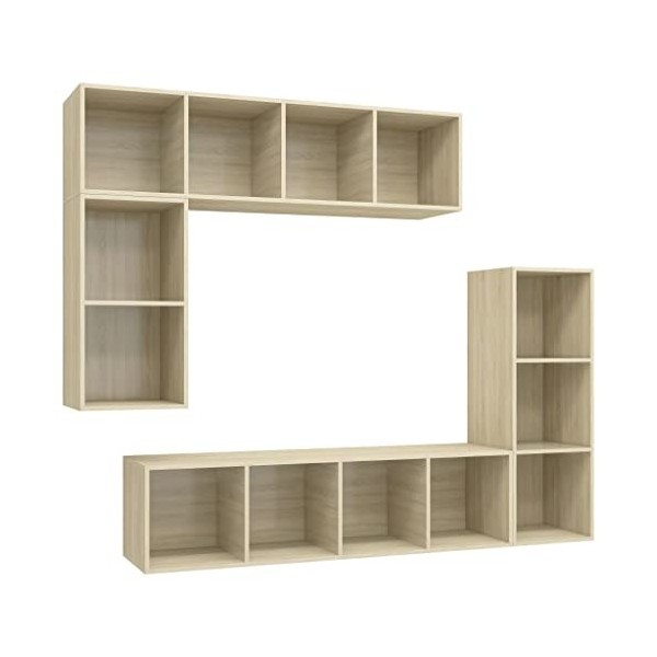 CUTSKY Meuble TV 4 pièces en chêne Sonoma