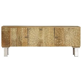 CUTSKY Meuble TV en bois de manguier massif 118 x 30 x 45 cm