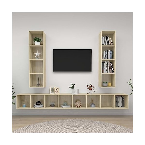 GANDUS Meuble TV mural 4 pièces en chêne Sonoma