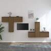 DCRAF Meubles-TV Meuble TV 6 pièces Marron miel Bois massif Pin