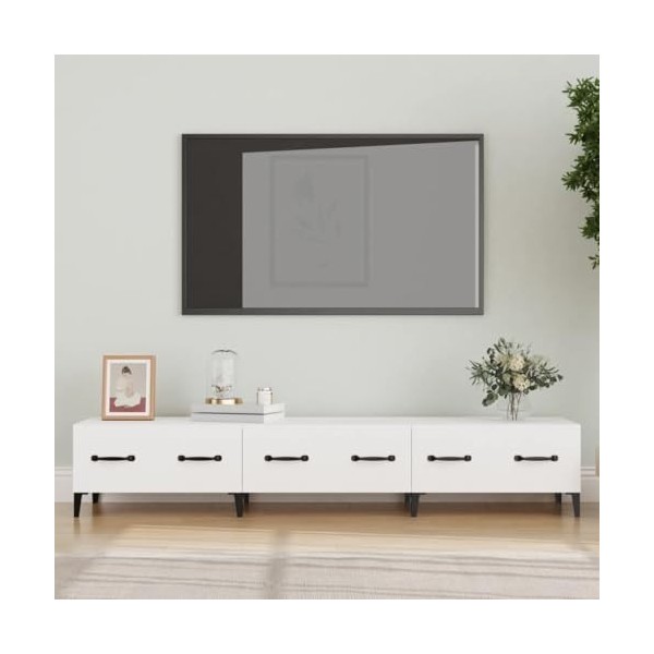 Meuble TV Blanc 150x34,5x30 cm Bois dingénierie - Banc TV, Meuble TV Suspendu, Convient pour Salon ou Chambre