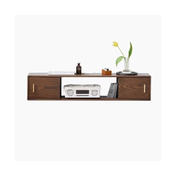 Meuble TV Banc TV Centre de Divertissement TV Flottant en Bois for la Maison, Meuble TV Flottant Mural Moderne avec étagère d