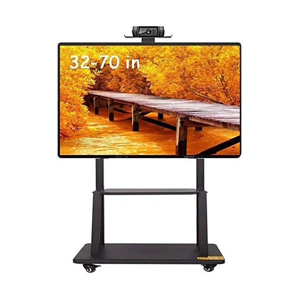 Support de piédestal pour meuble TV Chariot de télévision à roulettes robuste - Meuble TV mobile réglable en hauteur avec rou