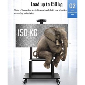 Support de piédestal pour meuble TV Chariot de télévision à roulettes robuste - Meuble TV mobile réglable en hauteur avec rou