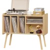 Lerliuo Support de tourne-disque avec 4 armoires pouvant contenir jusquà 220 albums, grande plaque tournante, pieds en bois 