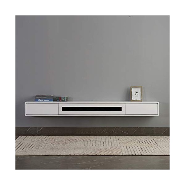 Meuble TV Mural Chambre Salon Etagère Murale Etagère Flottante avec tiroir Set-Top Box routeur Sky Box Meuble de Rangement Me
