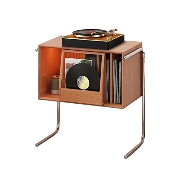 Présentoir de rangement pratique pour tourne-disque, meuble de rangement pour disques vinyles avec 2 pieds en acier inoxydabl