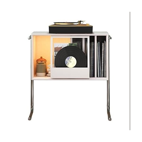 Présentoir de rangement pratique pour tourne-disque, meuble de rangement pour disques vinyles avec 2 pieds en acier inoxydabl