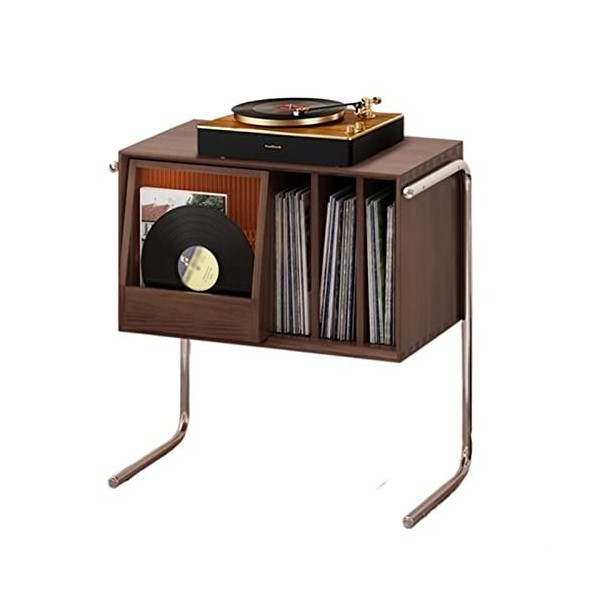 Présentoir de rangement pratique pour tourne-disque, meuble de rangement pour disques vinyles avec 2 pieds en acier inoxydabl