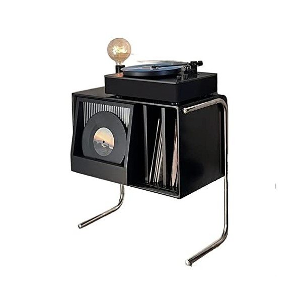 Présentoir de rangement pratique pour tourne-disque, meuble de rangement pour disques vinyles avec 2 pieds en acier inoxydabl