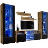 ExtremeFurniture Tower Meuble TV, Carcasse en Noir Mat/Façade en Blanc Brillant + LED Bleues
