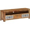 Meuble TV de Style Vintage avec 3 tiroirs et Un Compartiment Ouvert, Centre de Divertissement en Bois de Sesham Massif, Conso