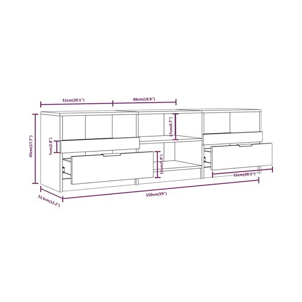 Meuble TV, Meuble TV Moderne avec Porte et Compartiments, Meuble de Divertissement TV pour Salon, Chambre à Coucher, Meuble T
