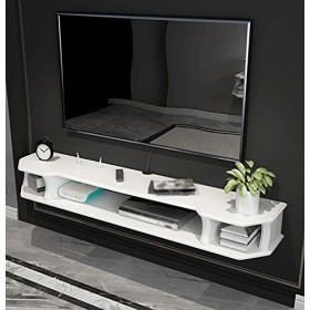 ROLTIN Meuble TV Flottant, Meuble TV Suspendu en Bois avec Trou de Fil, pour Boîte de Rangement Câble Console de Jeu Composan