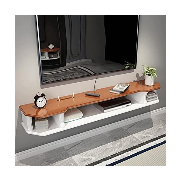 ROLTIN Meuble TV Flottant, Meuble TV Suspendu en Bois avec Trou de Fil, pour Boîte de Rangement Câble Console de Jeu Composan