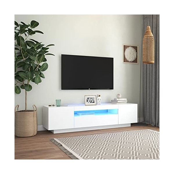 GaRcan Meuble TV avec lumières LED, Meuble TV Moderne, Meuble TV, Table TV en Bois pour Salon, Salle de Divertissement, Coulo