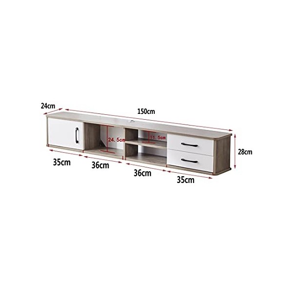 KAXGU Meuble Tv Flottant, Bois Avec Tiroir, Meuble de Console Multimédia de Bureau Avec Trou de Fil, Pour Projecteur de Téléc