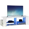 PRUJOY Meuble TV adapté au Meuble TV LED de 60 Pouces, Armoire audiovisuelle à Double Verre, Armoire de Rangement à cloison O