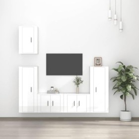 Home Hardware Businese Meuble TV 5 pièces en bois Blanc brillant