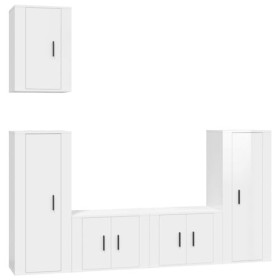 Home Hardware Businese Meuble TV 5 pièces en bois Blanc brillant