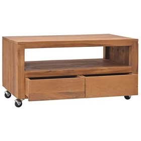 RAUGAJ Home Hardware Businese Meuble TV à roulettes en teck massif 80 x 50 x 42 cm