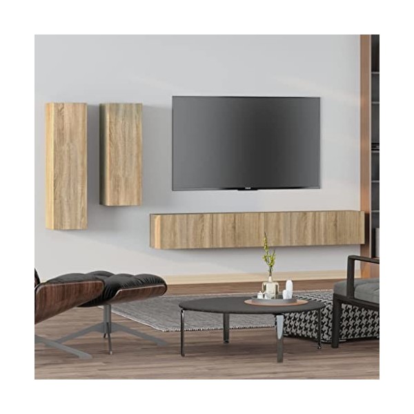 TALCUS Home Hardware Businese Meuble TV 4 pièces en chêne Sonoma