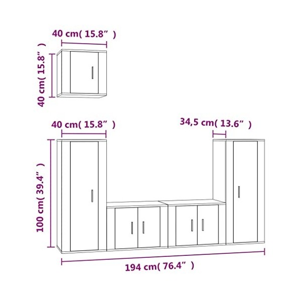 TALCUS Home Hardware Businese Meuble TV 5 pièces en chêne Sonoma