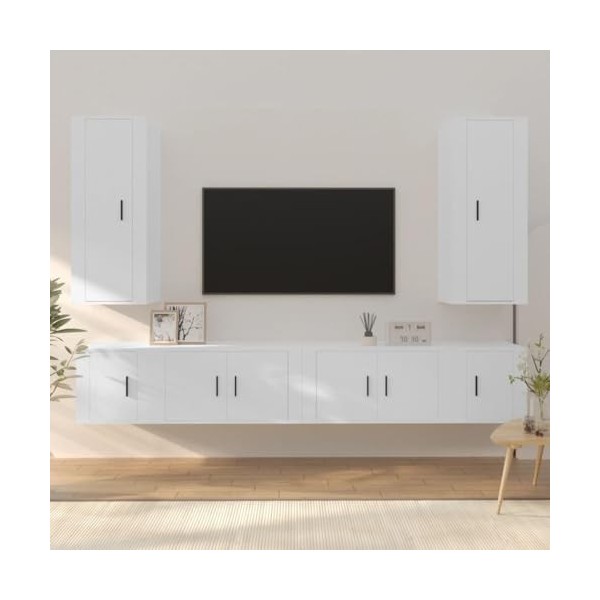 Home Hardware Businese Meuble TV 6 pièces en bois dingénierie Blanc