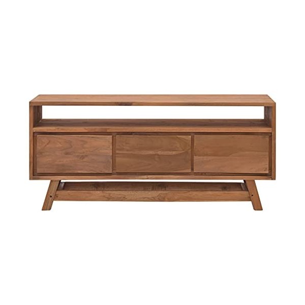 RAUGAJ Home Hardware Businese Meuble TV en teck massif 110 x 30 x 50 cm