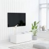 VEEKI Meuble TV, Meuble TV Suspendu, Meuble TV Blanc, Meuble TV Industriel, Meubles de Salon, Salon, Chambre, Cadre en Acier,