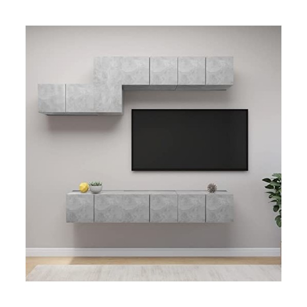 RAUGAJ Home Hardware Businese Meuble TV 7 pièces Gris béton