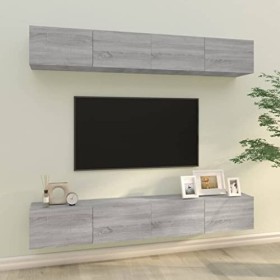 AKUUJJIO Centres de divertissement et meubles TV muraux 4 pièces Gris Sonoma 100 x 30 x 30 cm Meubles
