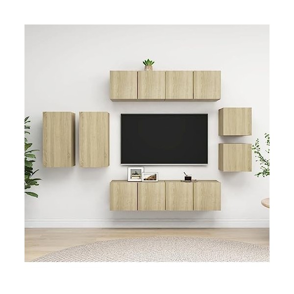 Meuble TV 8 pièces en chêne Sonoma