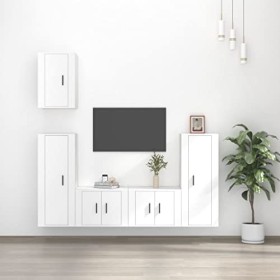 WOODEY Meuble TV 5 pièces en bois blanc