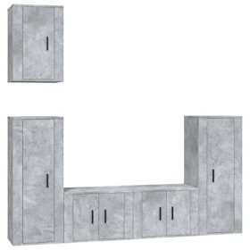 WOODEY Meuble TV 5 pièces Gris béton