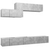 CUTSKY Meuble TV 6 pièces en bois gris béton