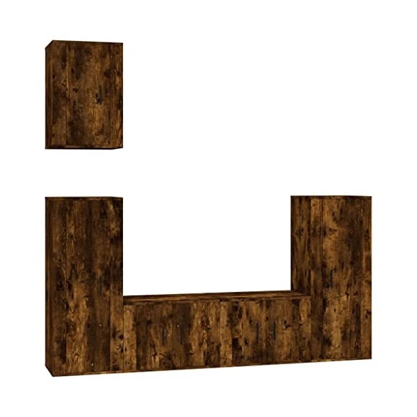 CUTSKY Meuble TV 5 pièces en chêne fumé