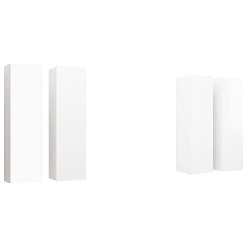 TEKEET Lot de 4 meubles TV en bois dingénierie Blanc 30,5 x 30 x 110 cm