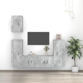 DIGBYS Meuble TV 5 pièces en bois gris béton