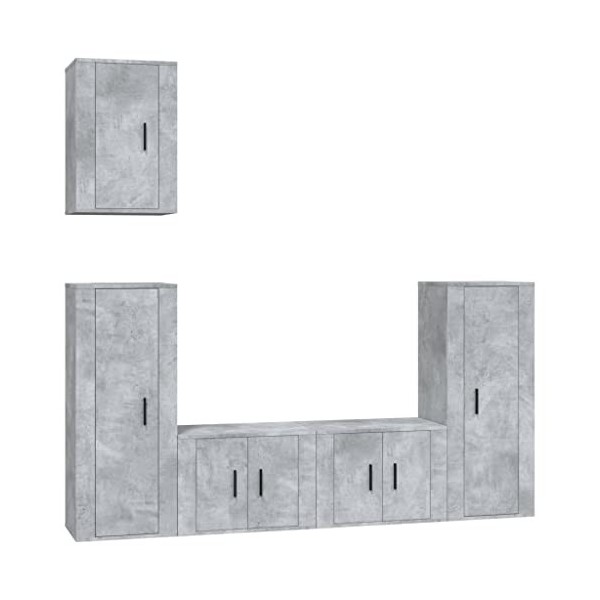 DIGBYS Meuble TV 5 pièces en bois gris béton