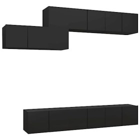 TALCUS Centres de divertissement et supports TV, ensemble de 7 meubles TV en bois noir