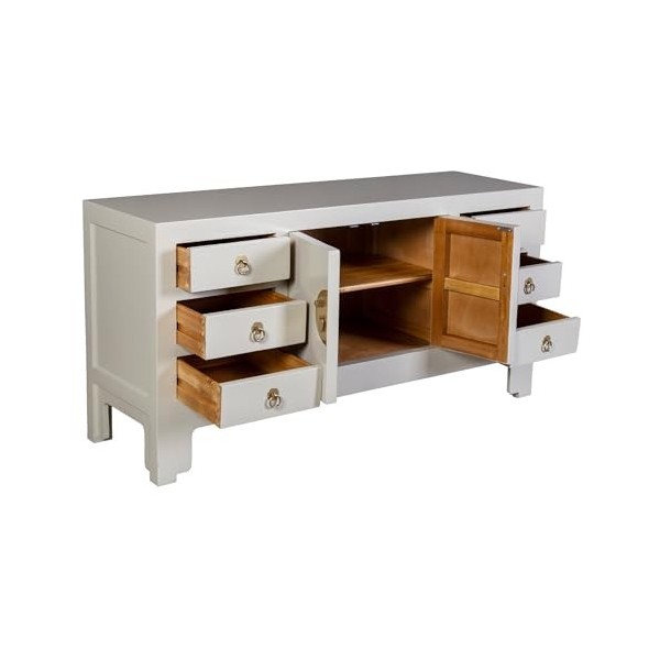 Fine Asianliving Meuble TV Chinois Moonshine Grège - Orientique Collection L121xP37xH61cm Armoire Chinoise Meubles Chinois Mo