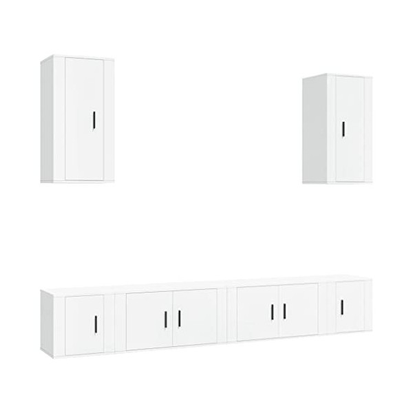 RAUGAJ Ensemble de 6 meubles TV et centres de divertissement - Meuble TV blanc en bois dingénierie