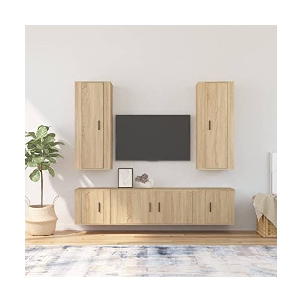 RAUGAJ Centres de divertissement et meubles TV - Ensemble de 5 meubles TV en chêne Sonoma - Bois dingénierie