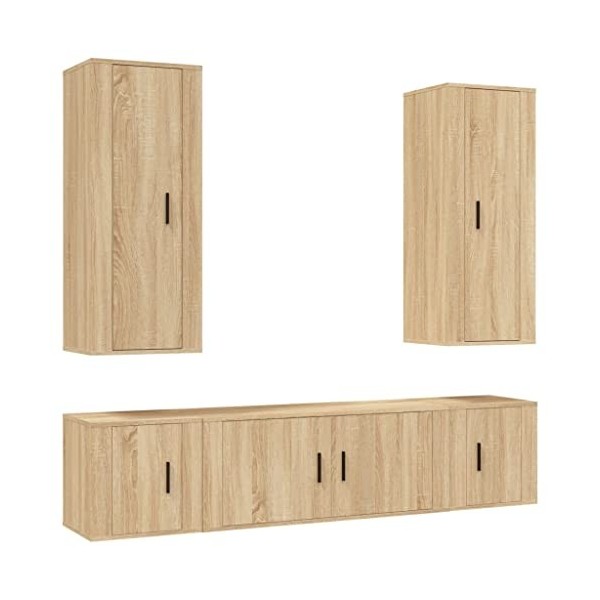 RAUGAJ Centres de divertissement et meubles TV - Ensemble de 5 meubles TV en chêne Sonoma - Bois dingénierie