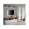 Tousmesmeubles Composition TV 2 colonnes Blanc laqué/Chêne Noisette - Ischia - L 277 x l 35 x H 173 cm - Neuf