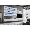 ASM Ensemble Mural - Fly J - 3 Rangements LED - 2 Meubles TV - 2 étagères - Blanc - Modèle 1