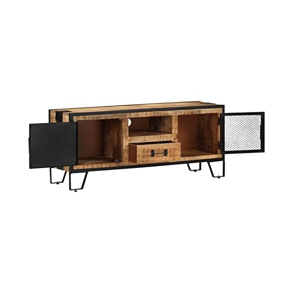 DIGBYS Meuble TV en bois de manguier brut 110 x 31 x 46 cm