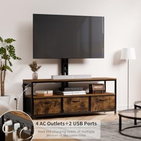JUSTOGO Meuble TV avec support et prise de courant, meuble TV avec tiroirs de rangement pour salon, chambre à coucher, centre